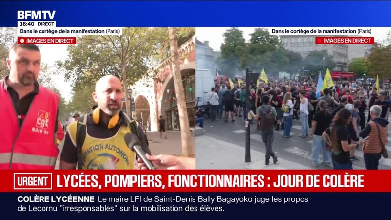 Pompiers en grève: "Les réponses ne sont pas au niveau des attentes", estime Émile Lorain, pompier et manifestant