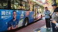 Un bus en Chine avec le portrait de Kylian Mbappé, le 27 octobre 2026