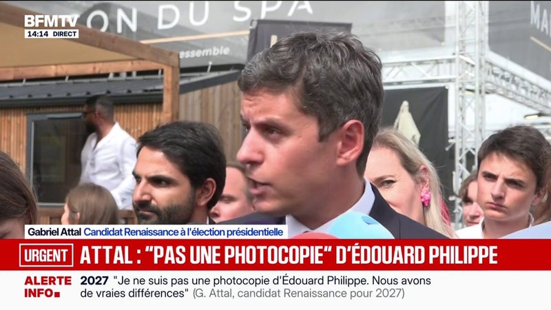 "On n'est pas des photocopies avec Édouard Philippe", affirme Gabriel Attal, candidat Renaissance à l'élection présidentielle