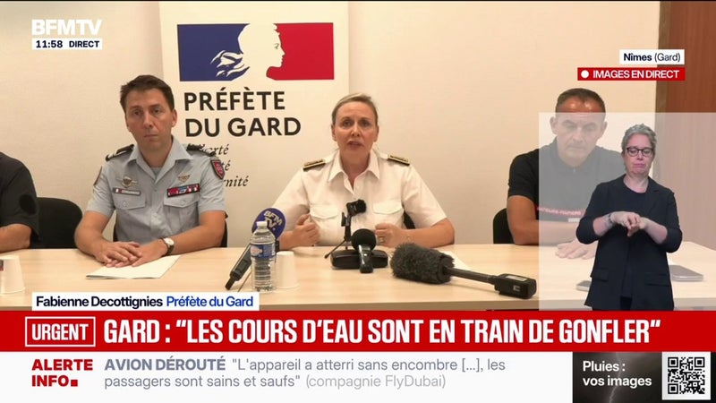 Inondations dans le Gard: "Il faut rester chez soi", demande la préfète Fabienne Decottignies