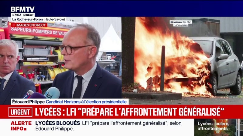Blocage des lycées: "Il faut engager la responsabilité" des casseurs, affirme Édouard Philippe, candidat Horizons à l'élection présidentielle