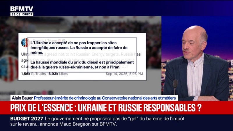 Pour Donald Trump, "la hausse mondiale du prix du diesel est principalement due à la guerre russo-ukrainienne, et non la guerre en Iran"