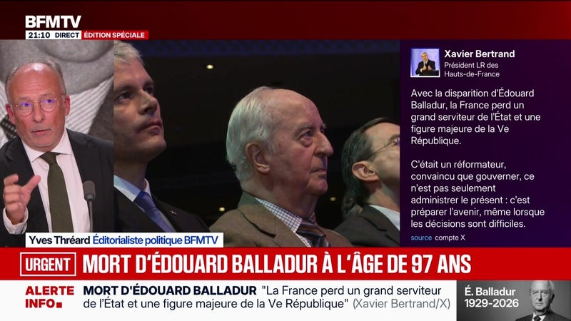 Mort d'Édouard Balladur à l'âge de 97 ans - 31/08