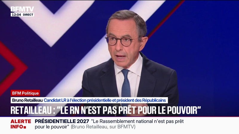 Jordan Bardella aux côtés de Nigel Farage: "S'afficher avec quelqu'un qui ne veut plus d'Europe, c'est un message", estime Bruno Retailleau, candidat LR à l'élection présidentielle