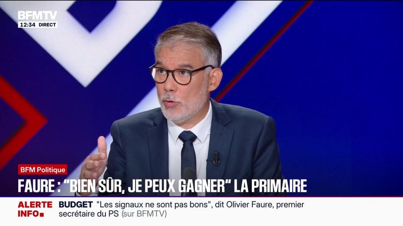 Olivier Faure, Premier secrétaire du Parti socialiste et candidat à la primaire socialiste, affirme que si Raphaël Glucksmann remporte la primaire, "toutes celles et ceux qui participent à cette primaire en accepteront le verdict"