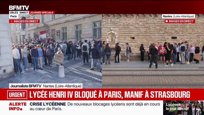 Colère lycéenne: rassemblement près du Miroir d'eau à Nantes