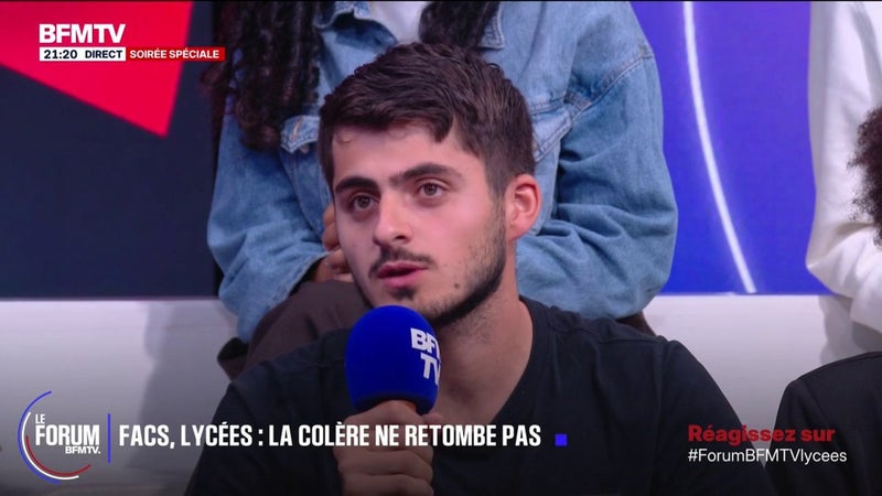 FORUM BFMTV - Mouvement lycéen: "Tant qu'il n'y aura pas des milliards qui seront investis dans l'éducation, on ne s'arrêtera pas", annonce Alexis Durey, militant au Poing levé et à Révolution Permanente