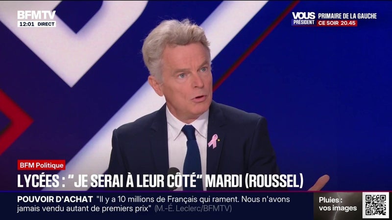 Manifestations lycéennes du 6 octobre: "Oui je serai à leurs côtés", déclare Fabien Roussel, secrétaire national du PCF et candidat à l’élection présidentielle