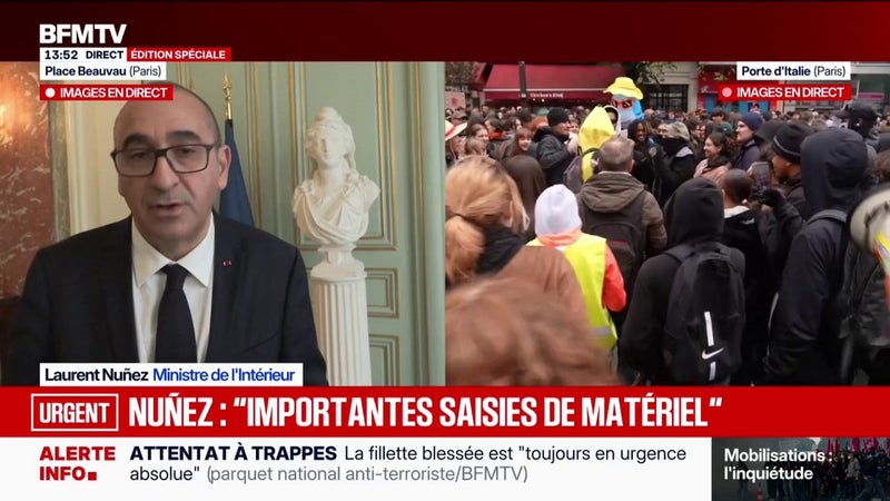 24 octobre: Laurent Nuñez, ministre de l'Intérieur, déclare que "136 actions de voie publique ont été enregistreées à 13h", contre "264 le 17 octobre"