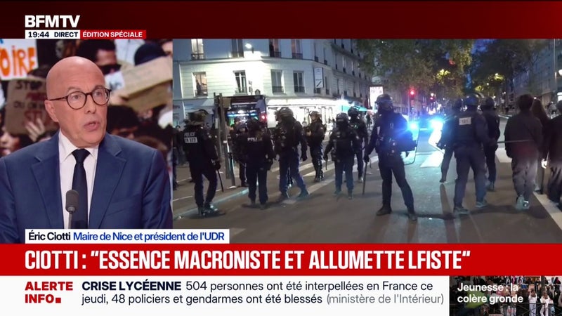 Slogans anti-RN scandés lors des mobilisations lycéennes: Éric Ciotti dénonce "une manipulation politique"