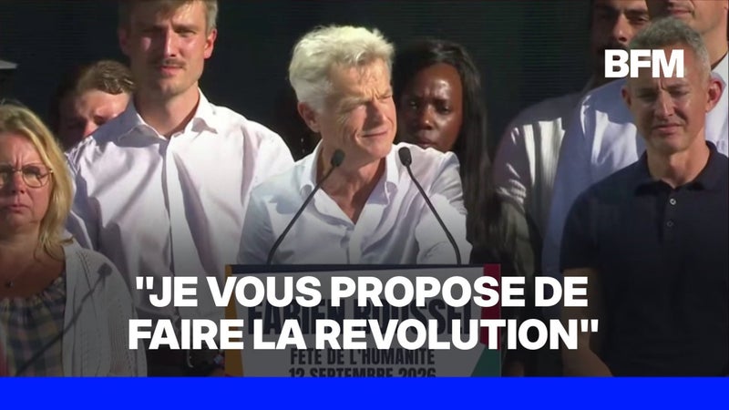 Fabien Roussel, candidat PCF à la présidentielle, s'exprime lors de la Fête de l'Humanité