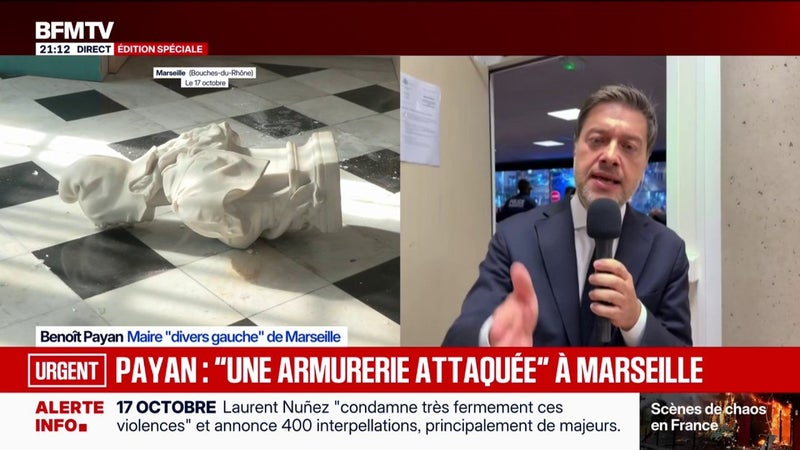 Mobilisations du 17 octobre et mairie saccagée à Marseille: "Ce soir je me pose la question où sont les moyens ?", lance le maire Benoît Payan