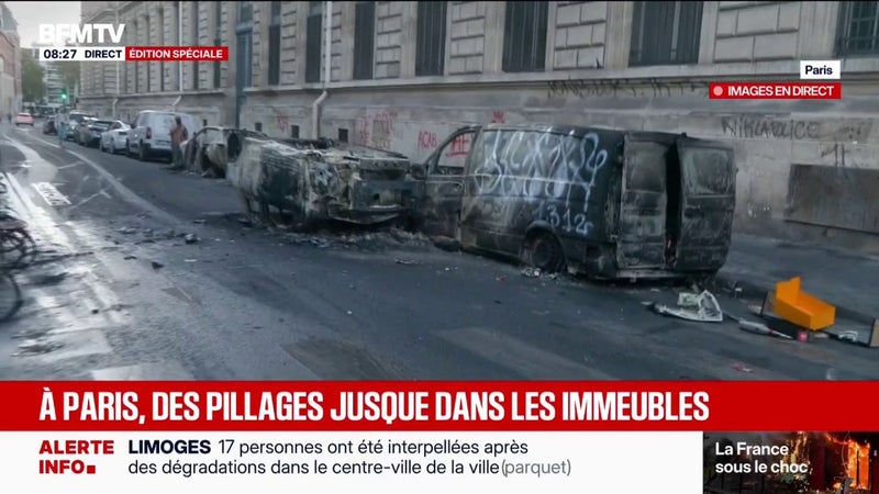 Mobilisations du 17 octobre: les images des dégâts autour de la place de la République à Paris