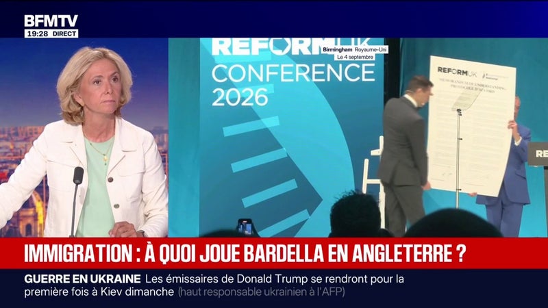 Jordan Bardella au côté de Nigel Farage à Birmingham: "La fermeté migratoire du RN est en train de voler en éclats", explique Valérie Pécresse, présidente LR de la région Île-de-France