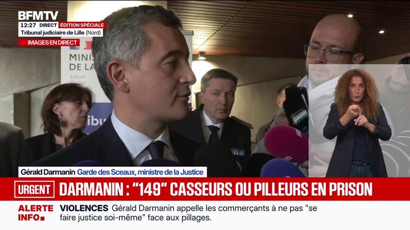 Violences du 17 octobre: "Il y a eu 149 incarcérations", annonce Gérald Darmanin, ministre de la Justice
