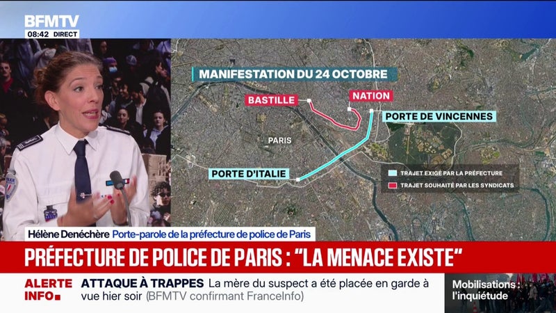 Trajet de la manifestation à Paris modifié: le nouvel itinéraire est "plus sûr" selon Hélène Denéchère, porte-parole de la préfecture de police de Paris