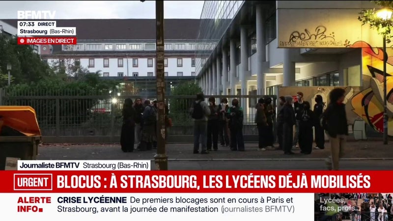 Mouvement lycéen: une quarantaine d'élèves mobilisés à Strabourg pour bloquer l'entrée de leur établissement
