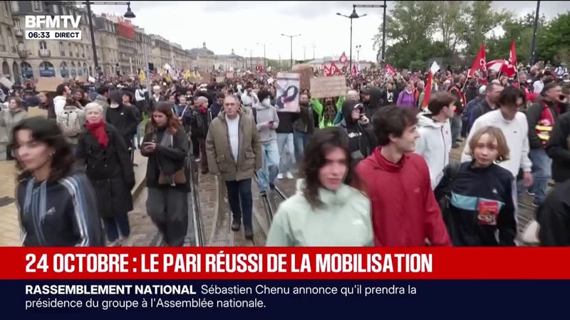 Mobilisations du 24 octobre: plusieurs centaines de milliers de personnes dans les rues ont défilé dans le calme