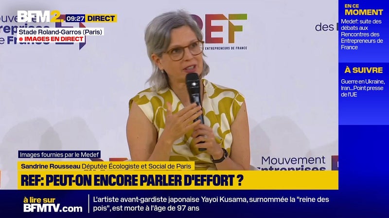 Transition écologique: "Il va falloir apprendre qu'il y a une limite au travail", prône Sandrine Rousseau
