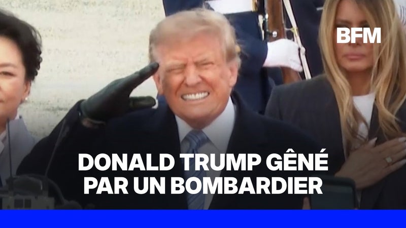 Donald Trump gêné par le bruit d'un bombardier lors de l'accueil du président chinois