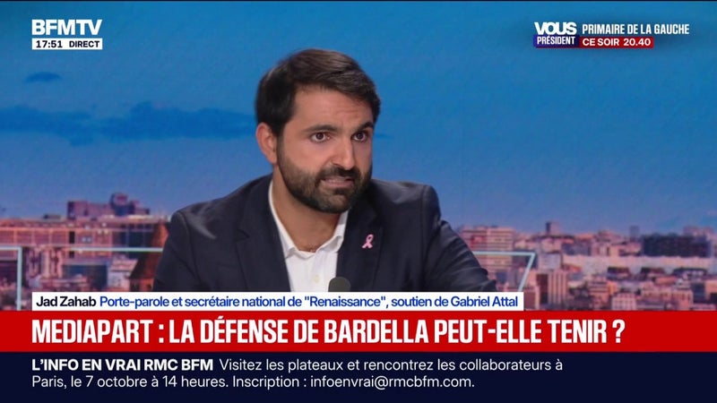 Propos antisémites attribués à Jordan Bardella: "Ça fait des années qu'on nous parle des brebis galeuses, nous avons trouvé le berger en chef", assure Jad Zahab, porte-parole de Renaissance