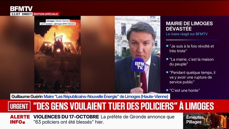 Le maire de LR-Nouvelle Énergie de Limoges, Guillaume Guérin, réclame un "plan particulier" pour reconstruire la mairie