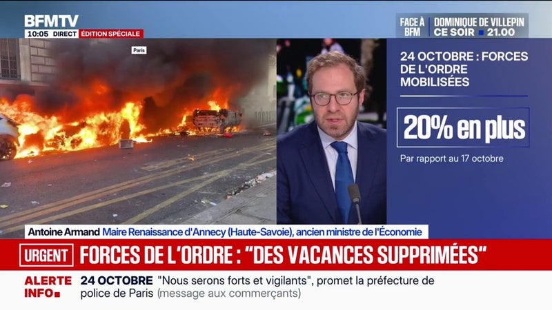 Antoine Armand, maire Renaissance d'Annecy: "Ce qui s'est passé samedi dans ma ville était inédit parce qu'il y avait une insuffisance massive du nombre de forces de l'ordre sur le terrrain"