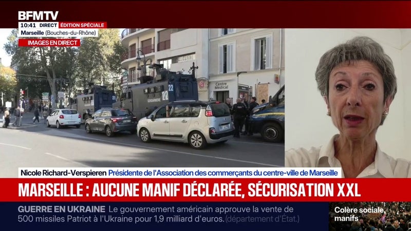Aucune manifestation déclarée à Marseille: "C'est une journée à risque", estime Nicole Richard-Verspieren, présidente de l'Association des commerçants du centre-ville de Marseille