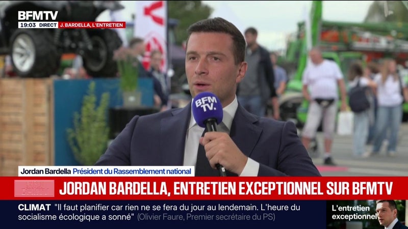 "Je n'ai pas eu besoin de digérer", déclare Jordan Bardella, président du RN, à propos de la candidature de Marine Le Pen