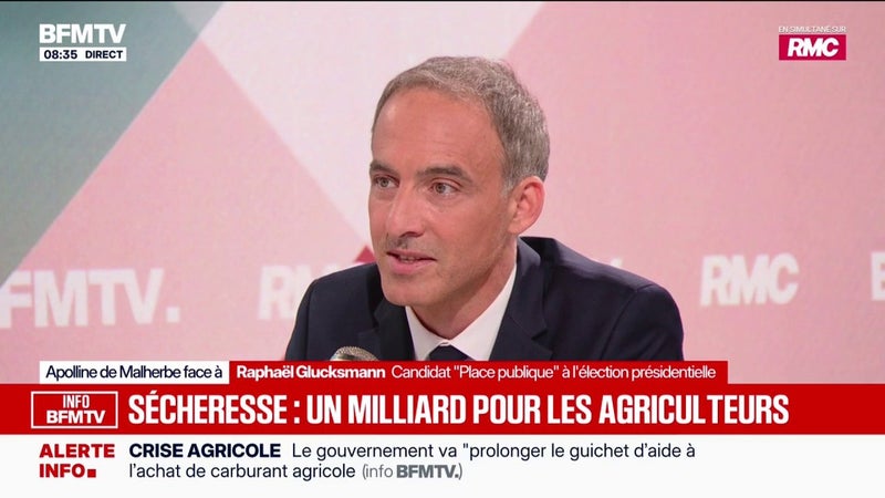 Sécheresse: Raphaël Glucksmann, candidat “Place Publique”, estime que “la mégabassine qui irrigue seulement quelques exploitations, ça ne fonctionne pas”