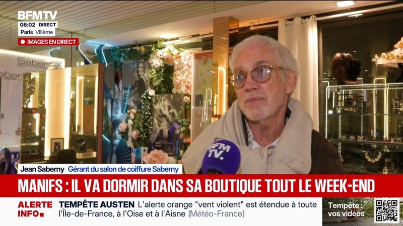 Manifestation: "Je me suis dit que si j'étais dans mon local, ça dissuaderait", explique un commerçant qui passera la nuit dans sa boutique