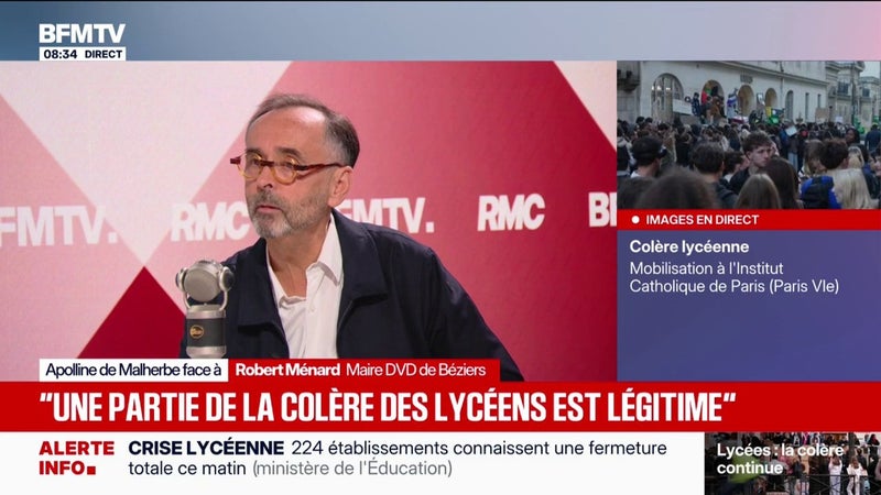 "Une partie de la colère des lycéens est légitime", estime Robert Ménard, maire DVD de Béziers