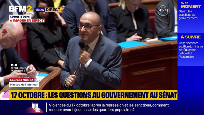 17 octobre: "Ne dites pas que nous avons laissé faire, ce n'est pas acceptable", martèle Laurent Nuñez au Sénat