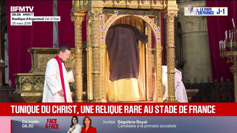 La tunique du Christ, conservée à Argentueil, va être exposée au Stade de France lors de la visite du pape