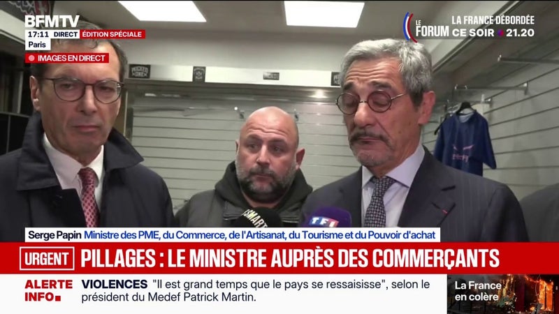 "Vous ne pouvez pas dire qu'on abandonne": Serge Papin, ministre des PME, travail à des mesures de soutiens aux commerçants pillés