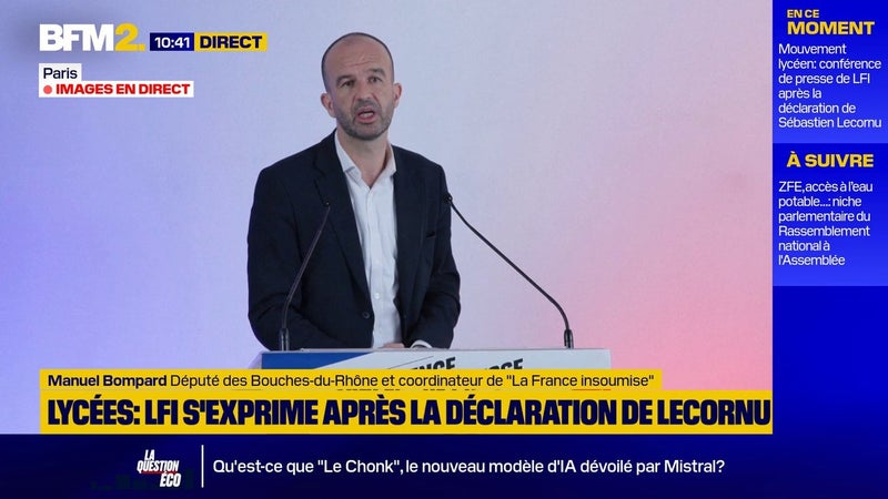 Mouvement lycéen: "Nous sommes en appui et en soutien de cette mobilisation", affirme Manuel Bompard
