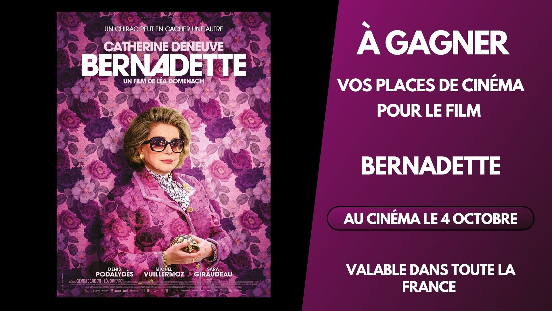 À GAGNER : VOS PLACES DE CINEMA POUR LE FILM BERNADETTE AVEC CATHERINE DENEUVE DANS LA…