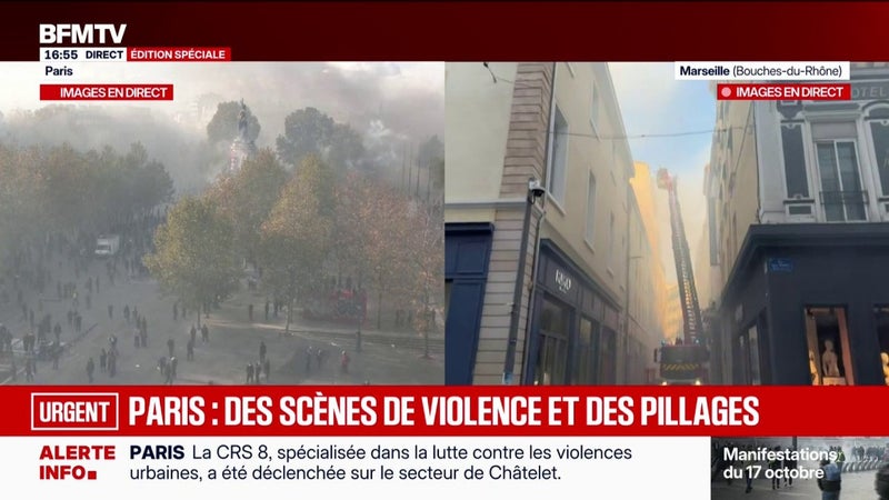 Manifestations du 17 octobre: plusieurs boutiques pillées et incendiées à Marseille