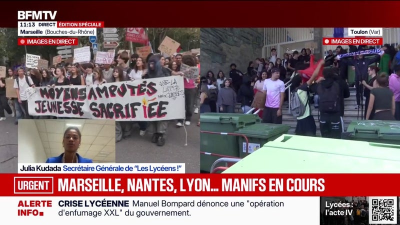 Colère des lycéens: "On veut que nos revendications soient clairement entendues", réclame Julia Kudada, secrétaire générale de "Les Lycéens!"