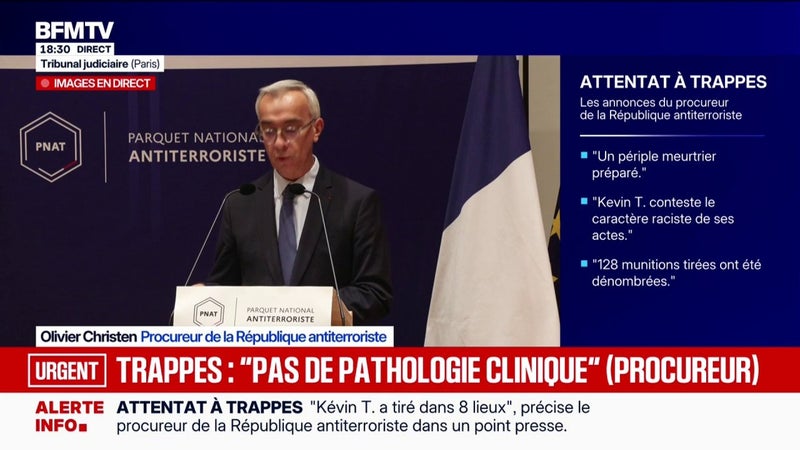 Attentat à Trappes: le procureur de la République antiterroriste déclare que "128 munitions tirées ont été dénombrées"