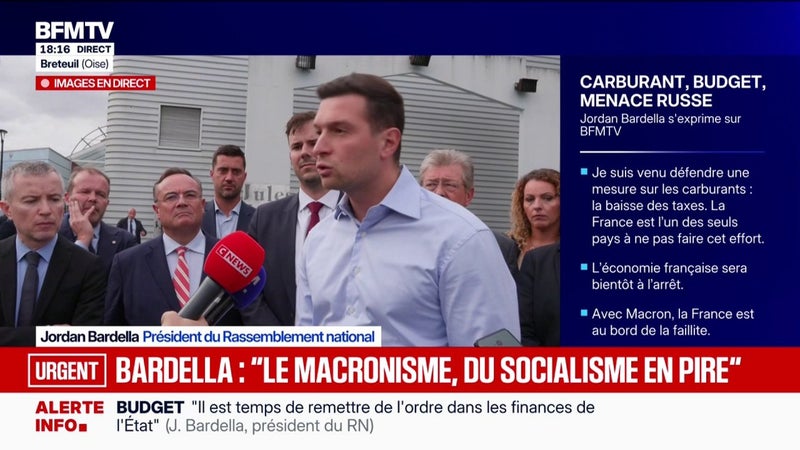"Le macronisme aura été un socialisme en pire", estime Jordan Bardella, président du RN
