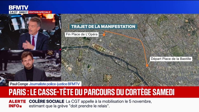 Nouvelles manifestations: le casse-tête du parcours du cortège ce samedi