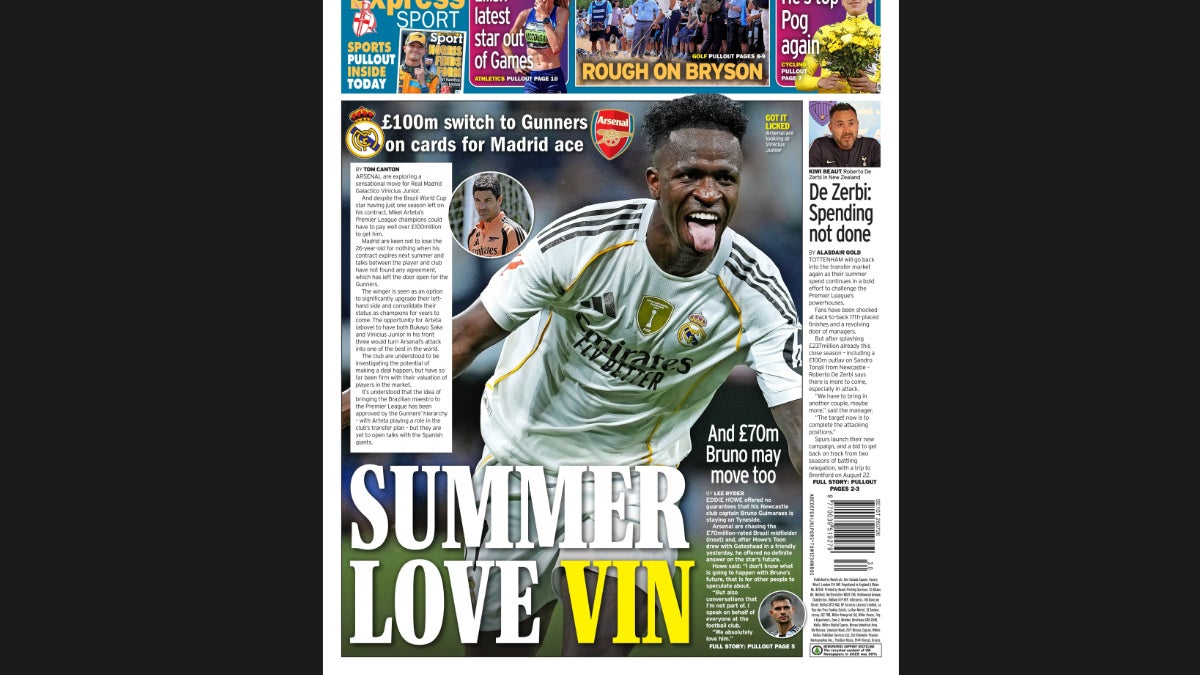 La Une du Sunday Express du 26 juillet 2026