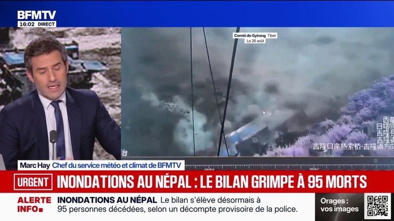 Inondations meurtrières au Népal: le bilan humain grimpe désormais à 95 morts