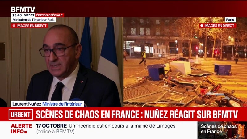 Mobilisations du 17 octobre: "550.000 personnes étaient réunies aujourd'hui dont 110.000 à Paris", annonce le ministre de l’Intérieur Laurent Nuñez