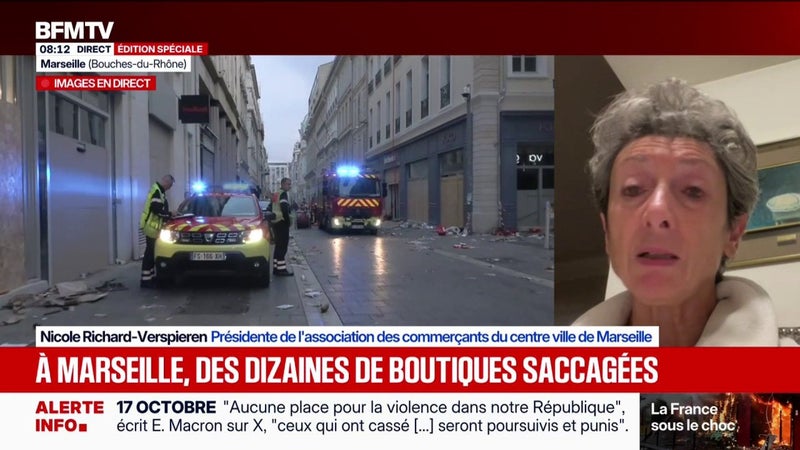 "On ne peut pas continuer comme ça", l'émotion de Nicole Richard-Verspieren, présidente de l'association des commerçants du centre-ville de Marseille après les pillages