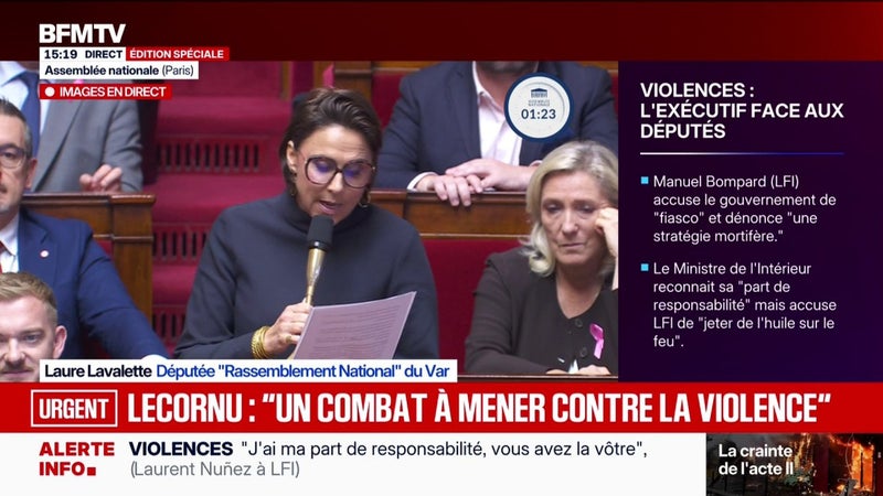 Interpellé par la députée RN Laure Lavalette sur la réponse aux violences, Laurent Nuñez promet d'être "au rendez-vous"