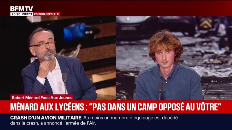"Je comprends une partie de la violence", explique Marius Mesnil, co-secrétaire général de l'Union syndicale lycéenne après la mobilisation du 17 octobre