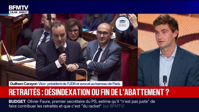 Budget 2027: pour Guilhem Carayon, vice-président de l'UDR, la désindexation des retraites sur l'inflation "est une ligne rouge"