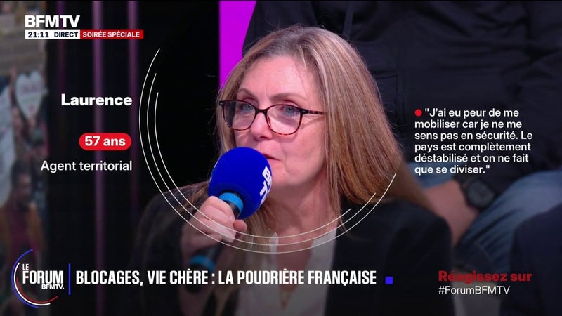 FORUM BFMTV – Manifestations: "On a fini par prendre des anxiolytiques", témoigne Laurence, agente territoriale dans le Rhône, éprouvée par les débordements